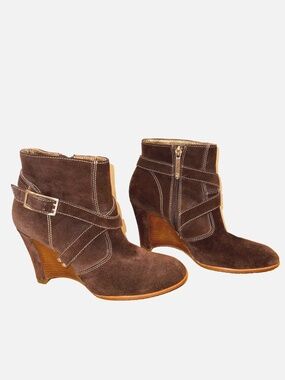 Donald J Pliner Sport-I-Que Brown Chocolate Suede Ankle Boots Size 8